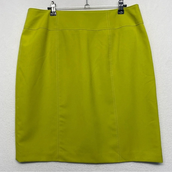 Worthington Citron Green Yellow MIDI Pencil Skirt 14 - Picture 1 of 7